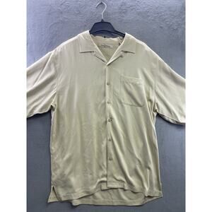 Tommy Bahama Button Up Shirt Mens M Yellow Chartreuse 100% Silk Short Sleeve